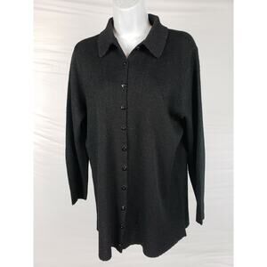 Vintage FRENCH RAGS Black Cardigan Sweater Siz 2 Women's Knit Button Down Collar